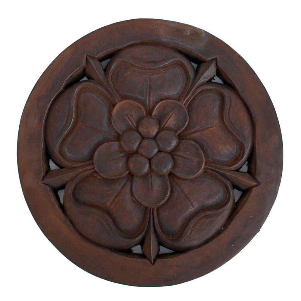 Cast Stone Tudor Rose Stepstone - Dark Walnut