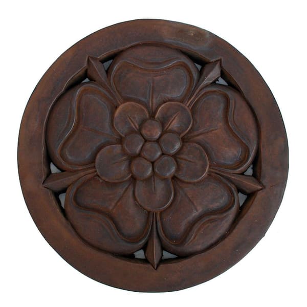 Unbranded Cast Stone Tudor Rose Stepstone - Dark Walnut