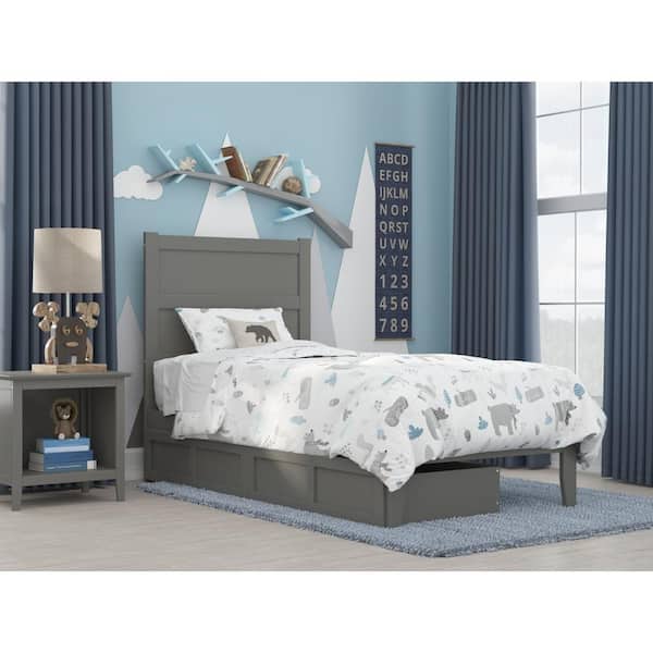 AFI NoHo Grey Twin Solid Wood Storage Platform Bed with 2 Drawers