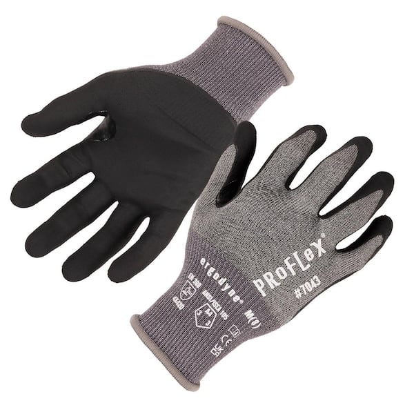 Ergodyne ProFlex 7043 Small - Gray, Cut Resistant, Nitrile Coated, General Purpose Gloves (12-Pairs)