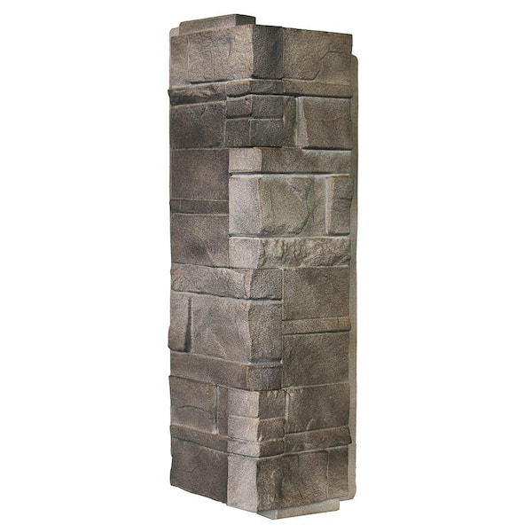 Novik Stone DS - 5.88 in. x 16 in. Dry Stack Stone in Flint - Corner (6.30 lin. ft. per Box) Trim Plastic Siding