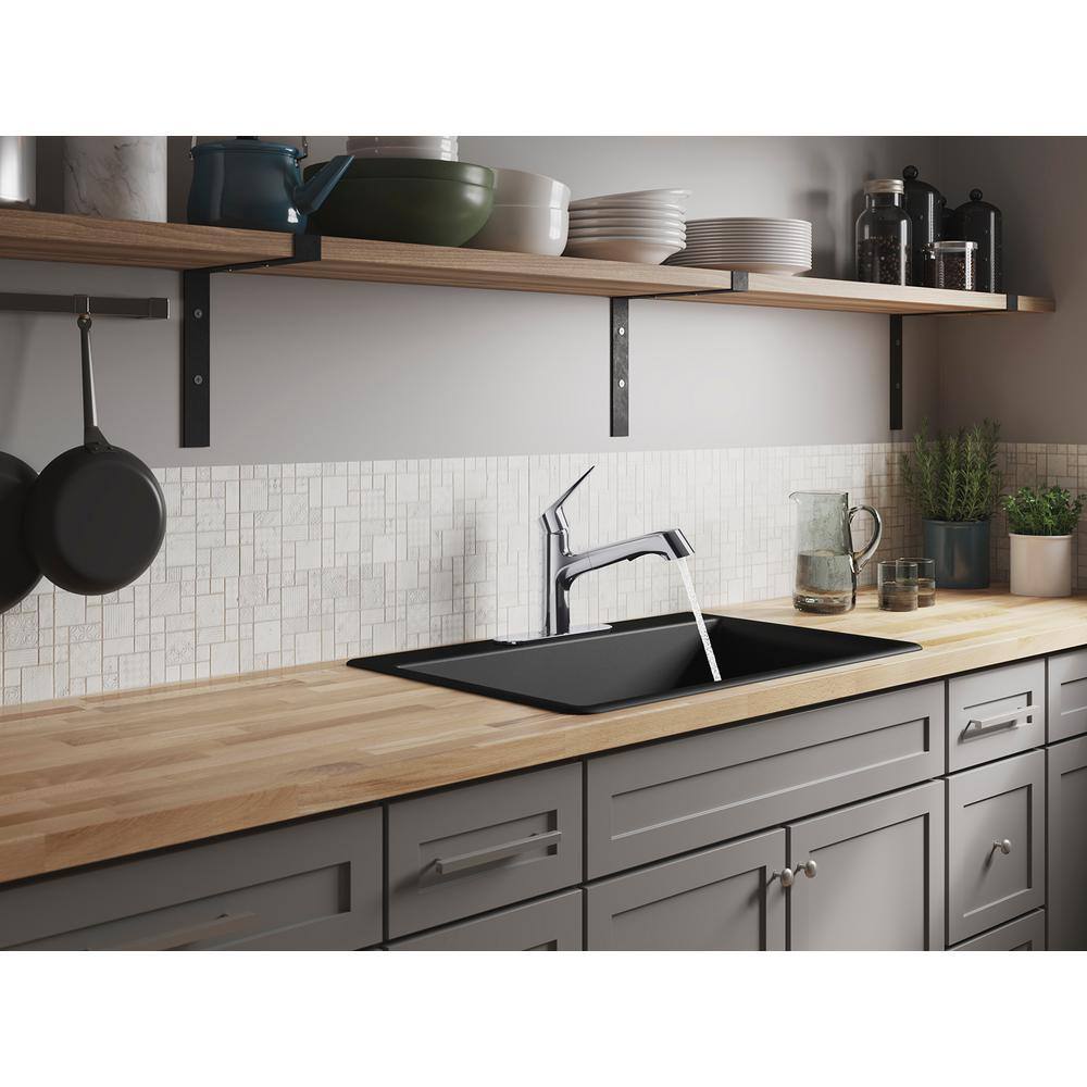Polished Chrome Single-Handle Pull-Out Kitchen Faucet
