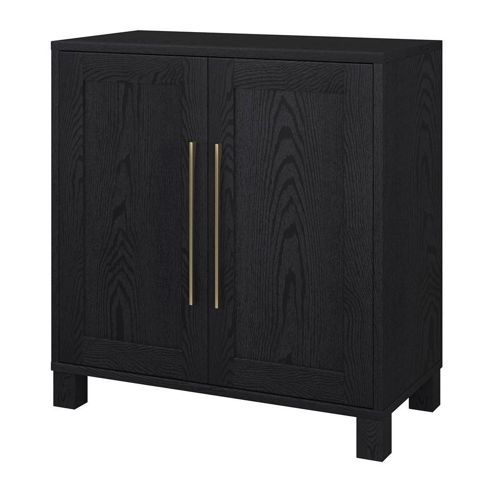 Black Grain MDF Rectangular Office Accent Cabinet