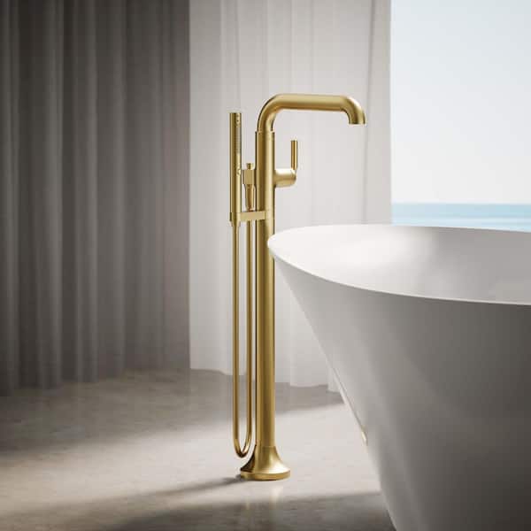 Tone Single-Handle Claw Foot Tub Faucet with Handshower in Vibrant Brushed Moderne Brass