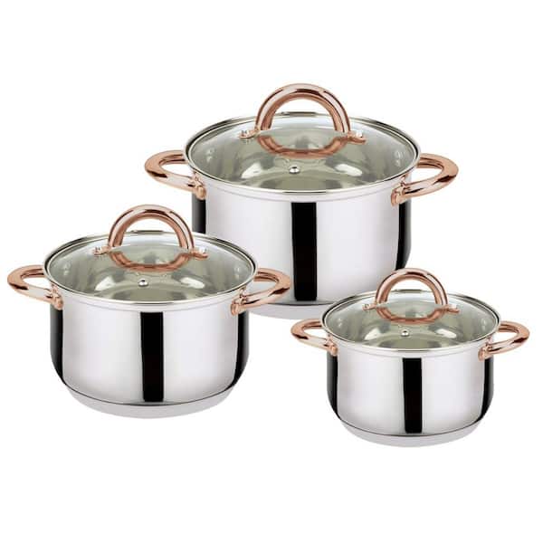 Tasty 6 Piece Premium Stainless Steel Cookware Set Dishwasher Safe for sale  online