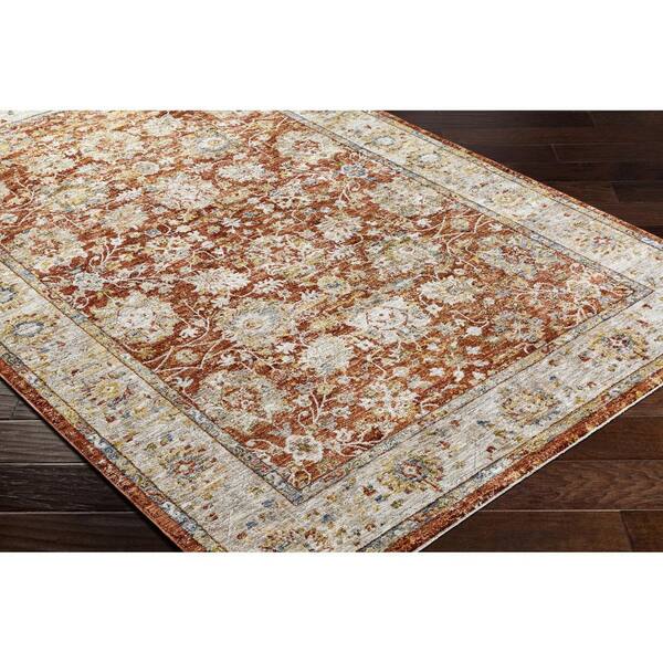Mona Lisa Burgandy Traditional Border 6 ft. x 9 ft. Area Rug