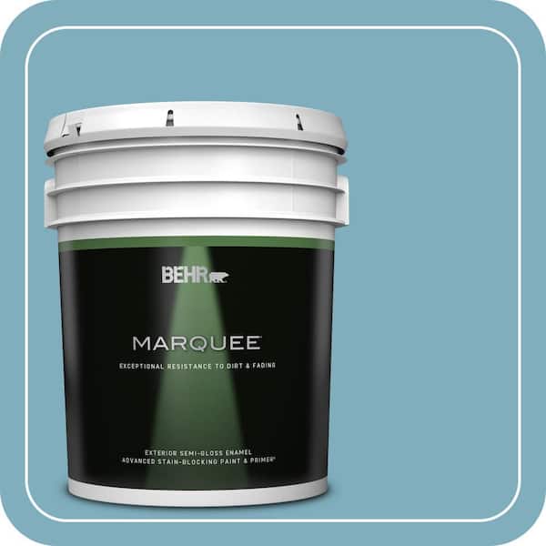BEHR MARQUEE 5 gal. #PMD-83 Porcelain Blue Semi-Gloss Enamel Exterior Paint & Primer