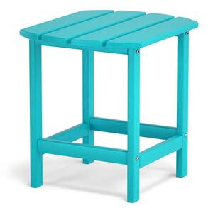 Lake Blue Adirondack Outdoor Side Table, HDPE Plastic End Tables for Patio