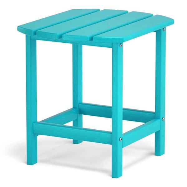 Kahomvis Lake Blue Adirondack Outdoor Side Table, HDPE Plastic End Tables for Patio