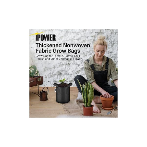 iPower 5 Pack 7 Gallon Square Grow Bags Fabric Planting Pots with