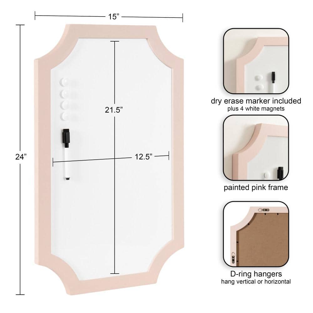 Holbrook Pink Wooden Framed Magnetic Dry-Erase Board with Marker