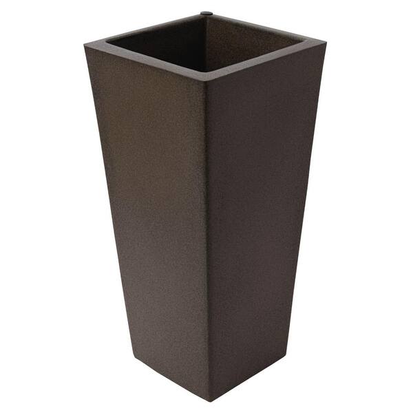 Algreen 27 in. Tall Brownstone Square Plastic Self-Watering Planter