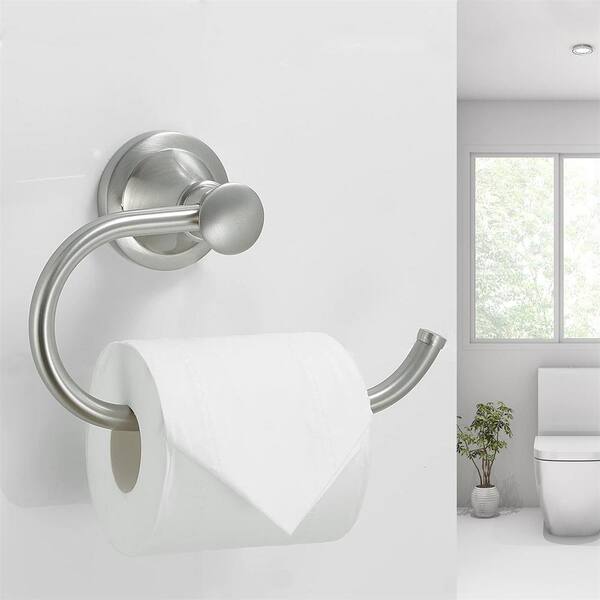 Modern Wall Mounted Single Post Toilet Paper Holder - Brushed Nickel