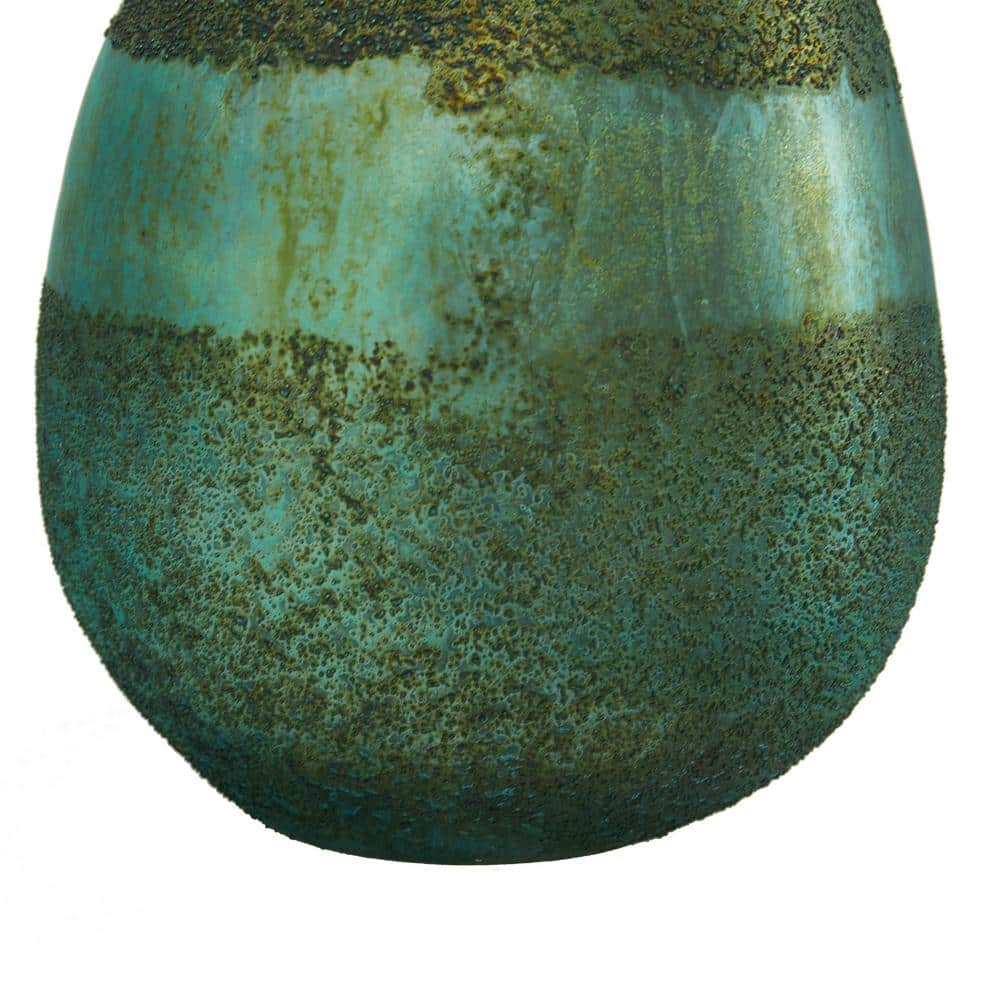 Elegant Green Blown Glass Bouquet Vases 7.3" x 12.25" - Set of 2