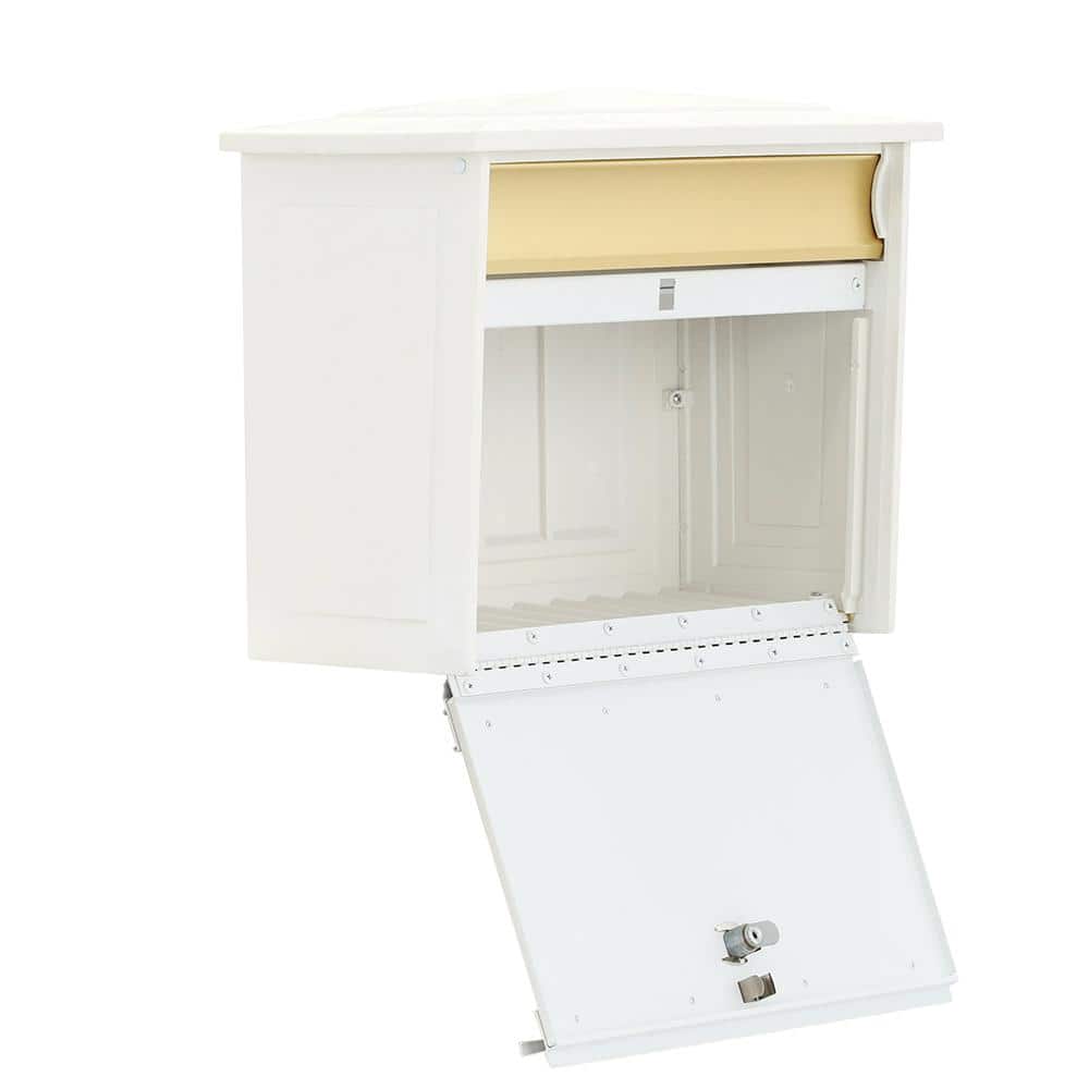 Medium White Aluminum Locking Wall Mount Mailbox