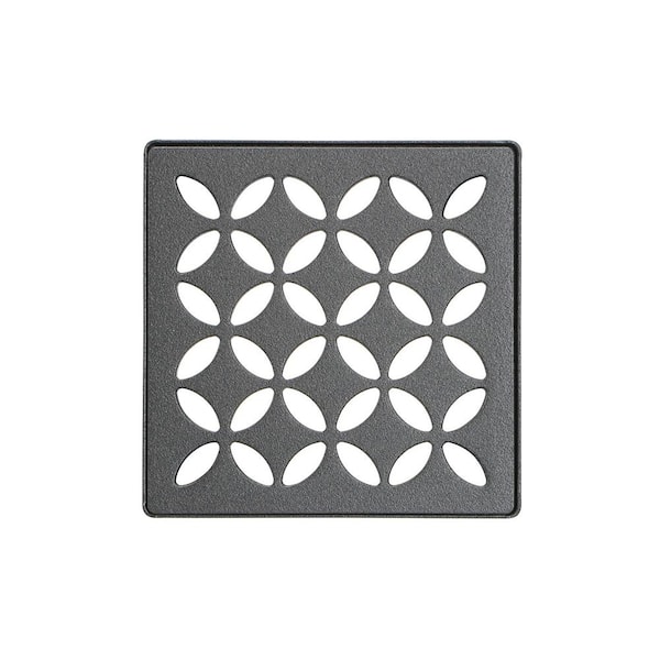 Schluter Kerdi-Drain 4 in. Dark Anthracite Floral Drain Grate Floor Drain Installation Kit Accessory