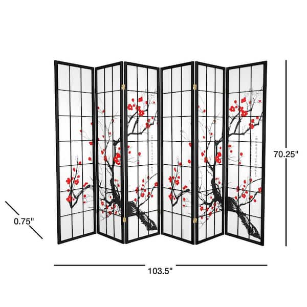 6 ft. Black 6-Panel Room Divider