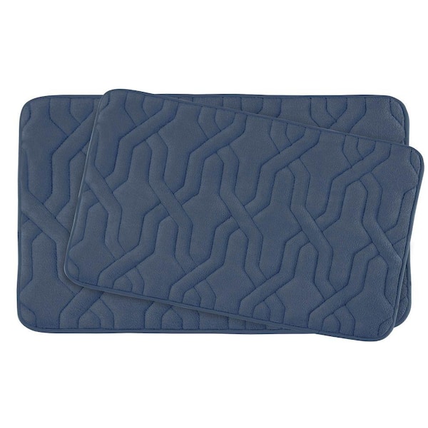 BounceComfort Drona Dusty Blue Memory Foam 2-Piece Bath Mat Set