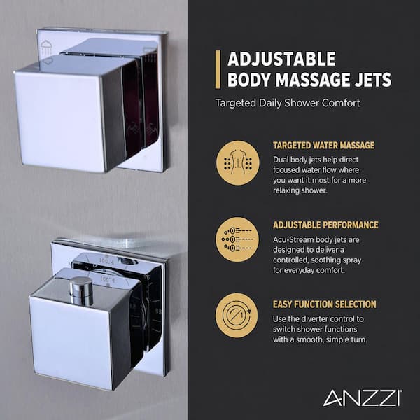 ANZZI Niagara 64 in. 2-Jetted Full Body Shower Panel with Heavy