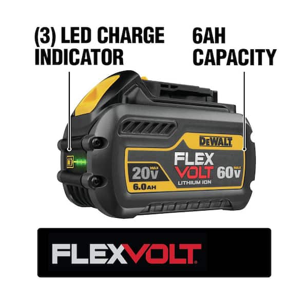 Dewalt Flexvolt Volt 60 Volt Max Lithium Ion 6 0ah Battery Pack Dcb606 The Home Depot