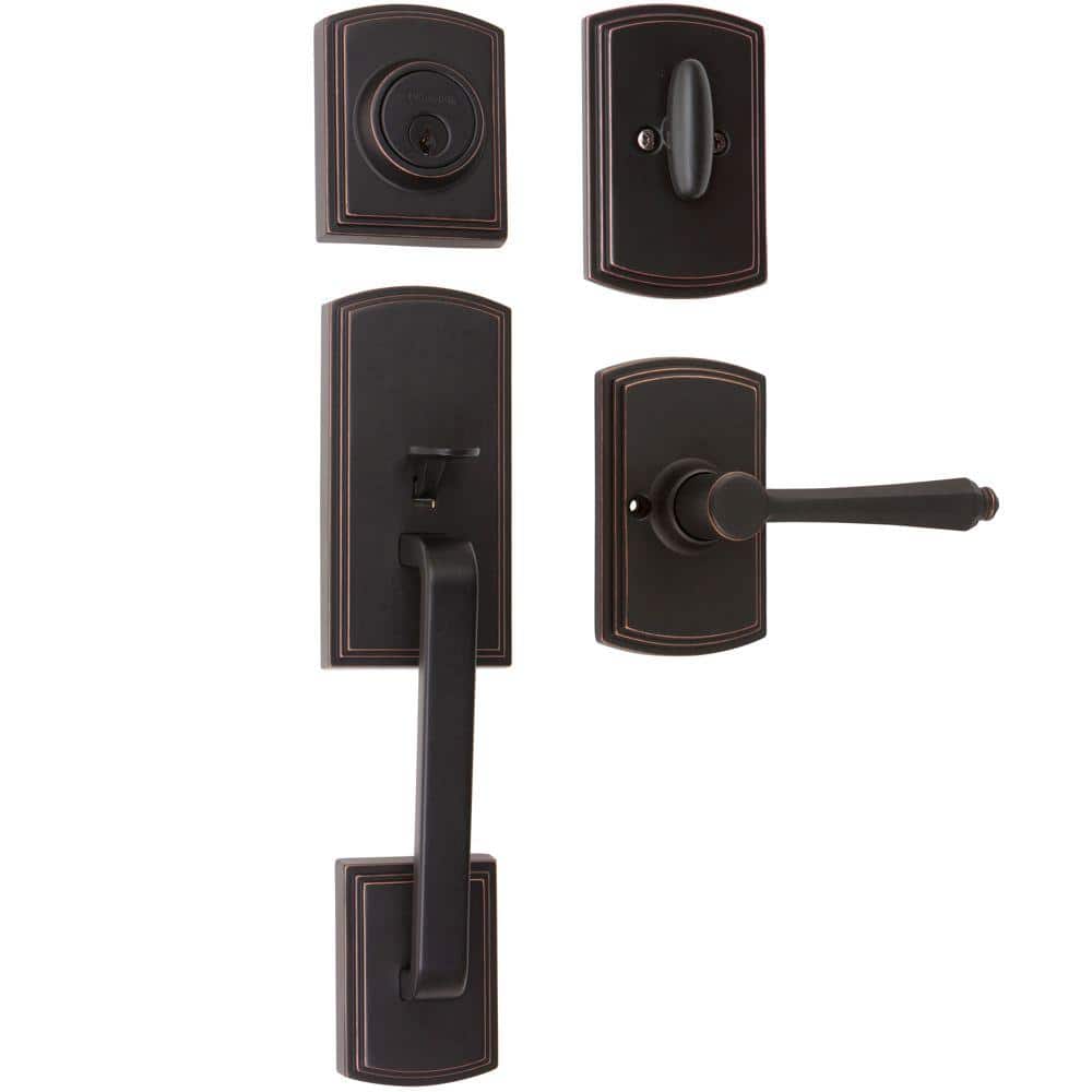 Italian Collection Visconti Single Cylinder Edged Bronze Door Handleset wit