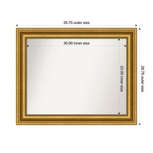 Parlor Gold 35.75 in. x 28.75 in. Custom Non-Beveled Recycled Polystyrene FramedBathroom Vanity Wall Mirror