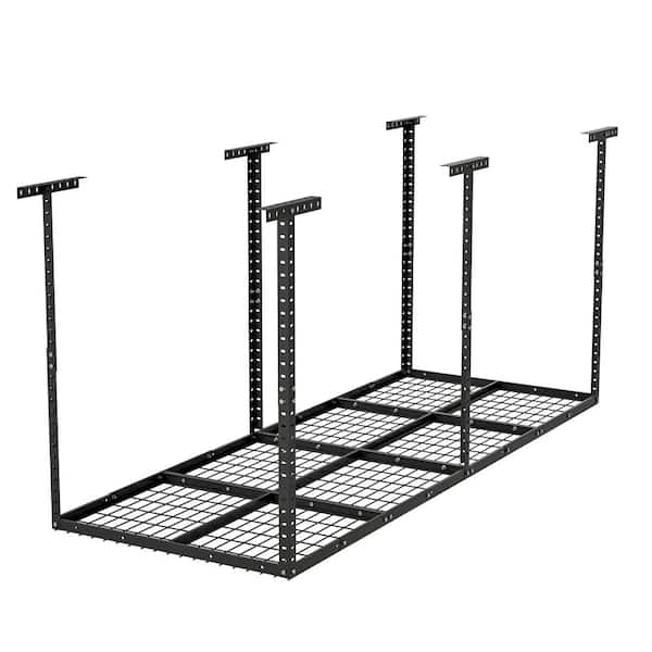Angel Sar 3 ft. x 8 ft. Adjustable Overhead Garage Storage Rack, 660 lbs. Weight Capacity, Black