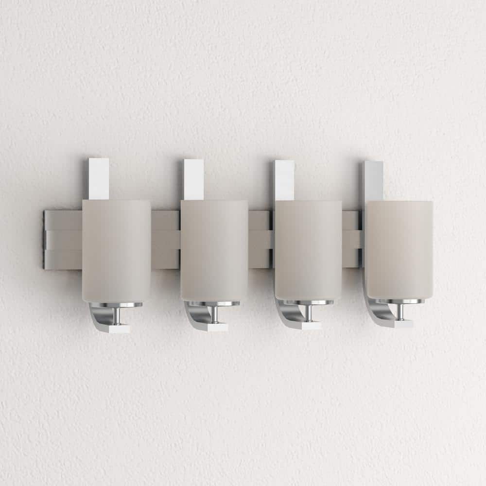Elegant 4-Light Brushed Nickel Vanity with Frosted Glass Shades