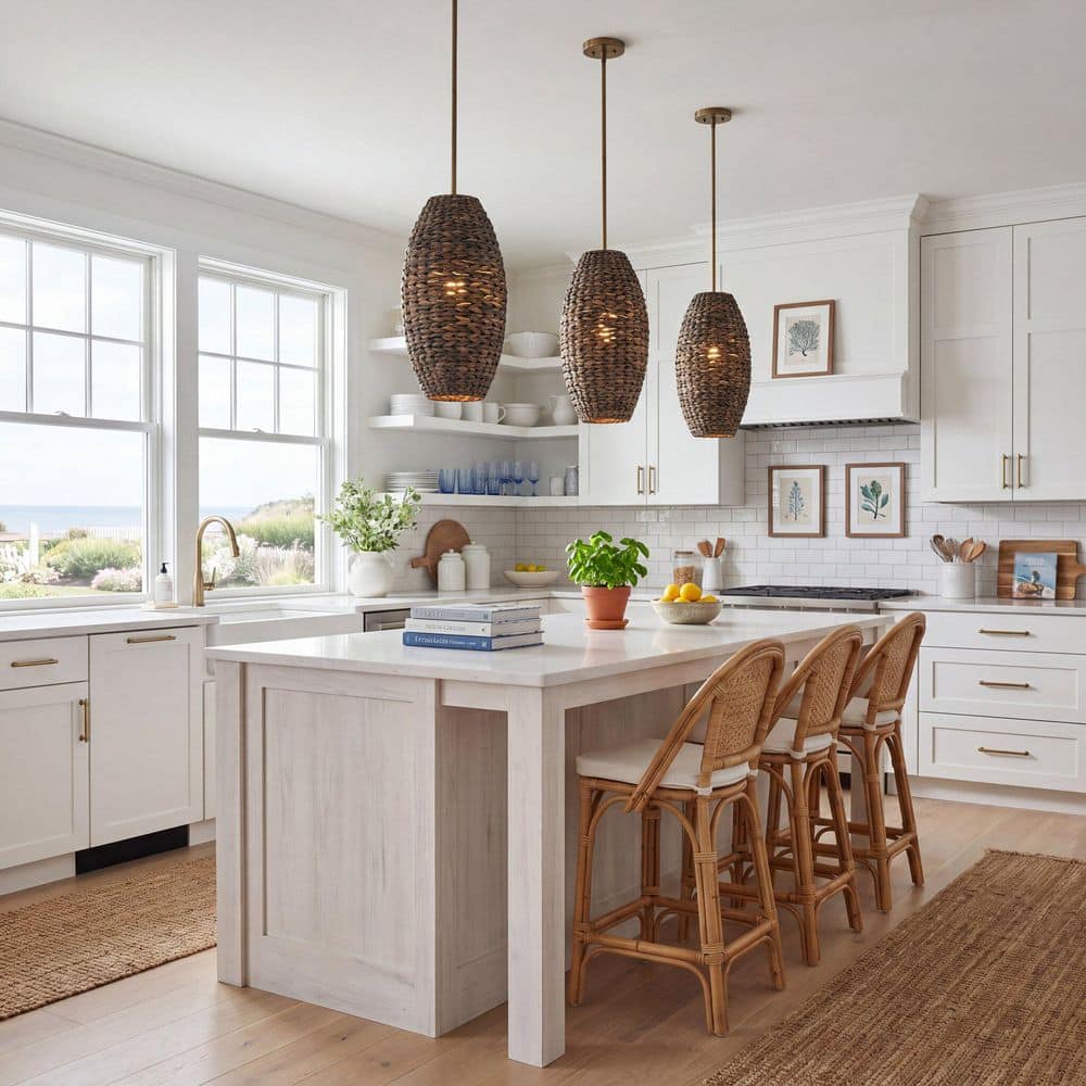 Tierra Brisa by Breegan Jane 10 in. W x 20 in. H 1-Light Riviera Brass Pendant Light with Dark Woven Shade price history on PriceWatchPro