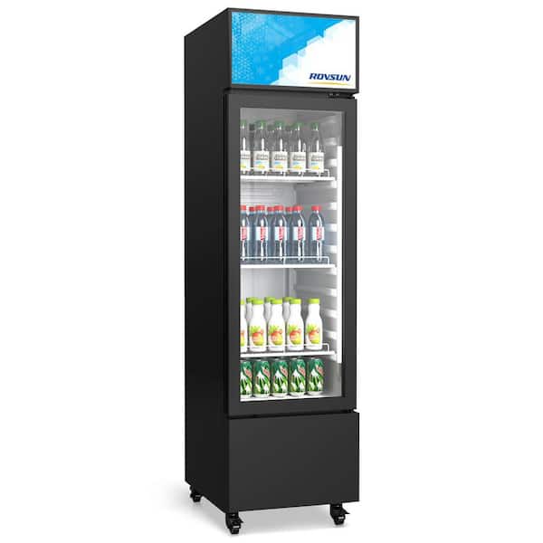 6 cu. ft. Commercial Upright Display Glass Door Beverage Refrigerator in Black