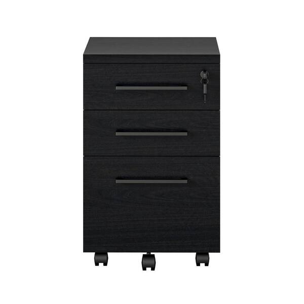 3 Drawer Zeetah Black Oak File Cabinet, Oak File Cabinet