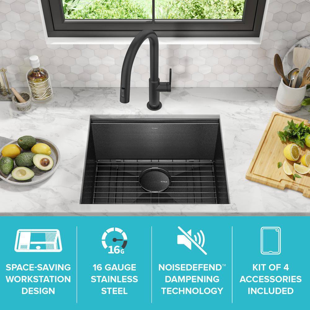 Kore 21" Black Stainless Steel Single Bowl Undermount Kitchen Sink