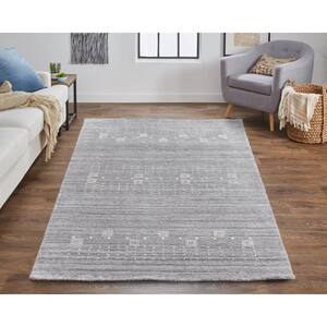 Yurie Opal Gray/Ivory 6 ft. x 9 ft. Abstract Wool Area Rug