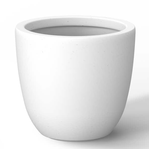 Lightweight 10 in. x 9.5 in. Crisp White Extra Large Tall Round Concrete Plant Pot/Planter for Indoor and Outdoor