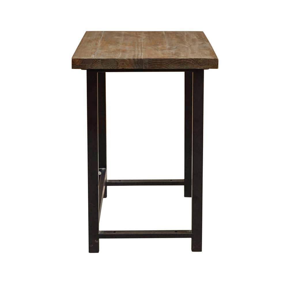 Compact Rustic Industrial Black and Wood Desk