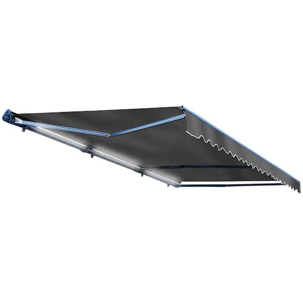 13 ft. x 10 ft. Gray Semi Cassette Motorized Retractable LED Luxury Patio Awning