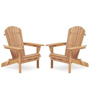 Light Brown Folding Solid Cedar Wood Adirondack Chair (Set of 2)