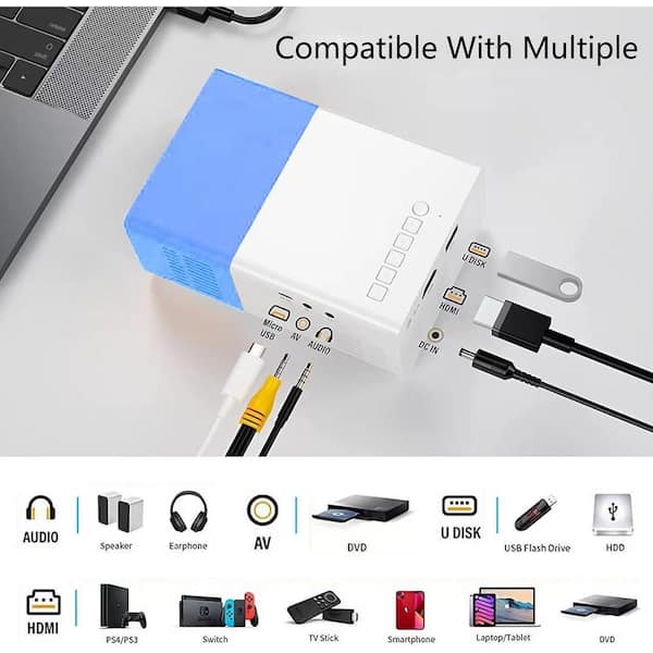 Lukyamzn Portable Mini Projector 1080P Movie Projector Compatible