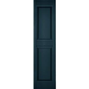 14-1/2 in. x 35 in. Lifetime Vinyl Custom Two Equal Raised Panel Shutters Pair Midnight Blue