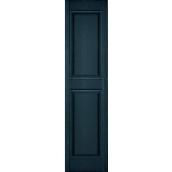 Ekena Millwork 18 in. x 36 in. Lifetime Vinyl Custom 2 Equal Raised Panel Shutters Pair Midnight Blue