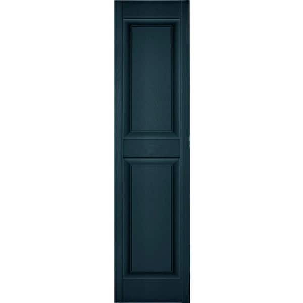 Ekena Millwork 18 in. x 66 in. Lifetime Vinyl Custom 2 Equal Raised Panel Shutters Pair Midnight Blue