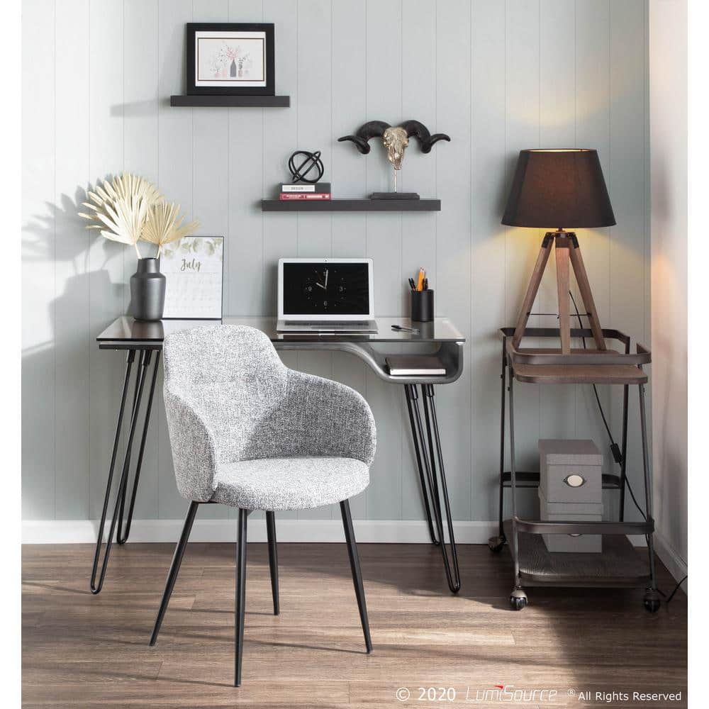 High-Back Boyne Chair with Upholstered Bucket Seat and Black Metal Legs