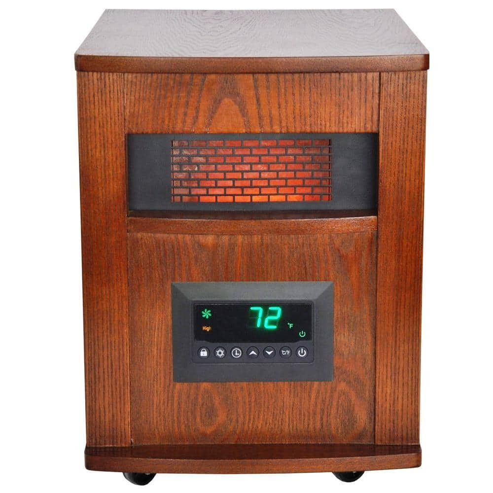 Lifesmart 1500-Watt 6-Element Infrared Room Heater with Oak Cabinet and ...