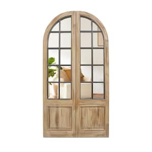 24 in. W x 47.25 in. H Arch Wood and Metal Frame Brown Mirror