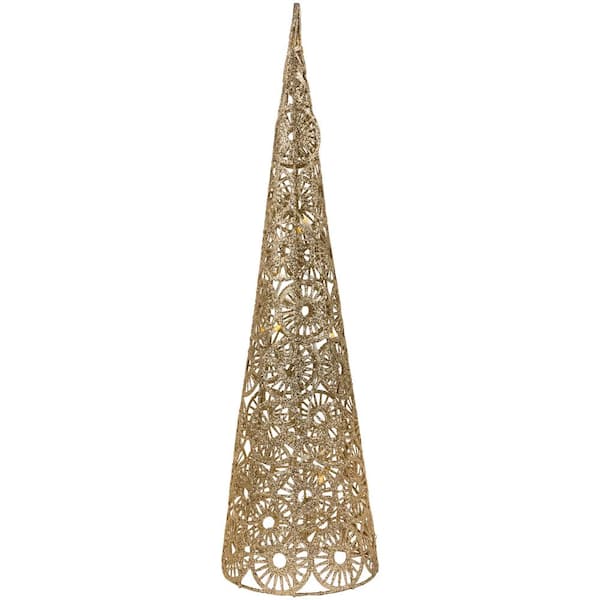 23 .5 in. LED Lighted B/O Gold Wire Sunburst Christmas C1 Tree - White Lights