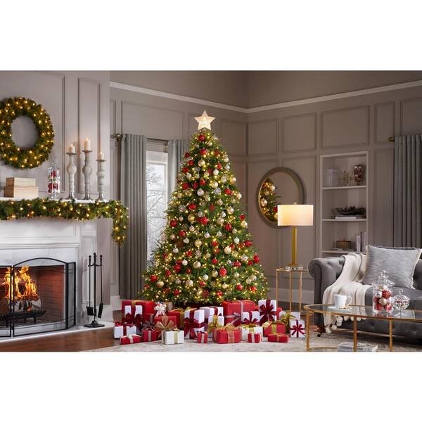 [ Dual Color Switch & Timer & Remote Control ] 9Ft Christmas Garland with  80 Warm White & Multi Color Change Lights 12 Modes Thicker 300 Branches 18