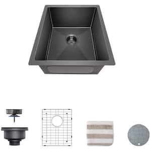 Gloss Black Stainless Steel 17 in. Single Bowl Sink Undermount Kitchen Sink without Workstation