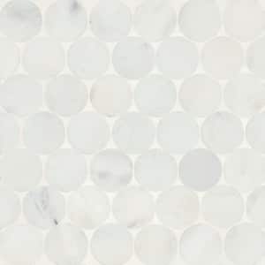 Monet Circle 2 in. x 2 in. Honed Oriental White Marble Mosaic Tile (4.69 sq. ft./Case)