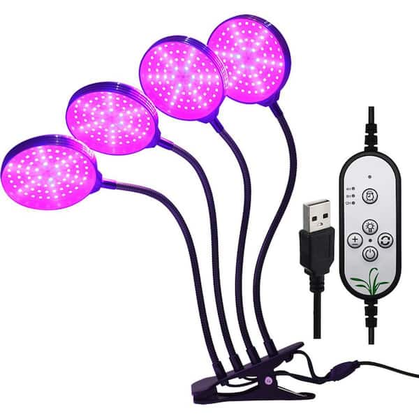 TAIFOND 60-Watt 4-Light Indoor/Outdoor Red Blue Full Spectrum Integrated LED Grow Light with Timer Control