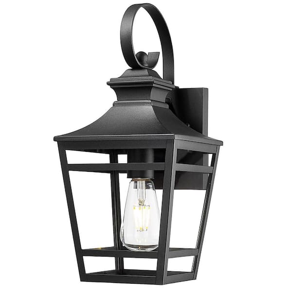 HKMGT 16.5 in. Black Outdoor Hardwired Wall Lantern Scone Exterior Wall Light Fixture with No Bulbs Included (1-Pack)